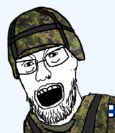 clothes country ear finland flag glasses hat helmet military open_mouth soyjak stubble variant:finnjak // 742x856 // 397.3KB