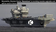 aircraft_carrier battleship boat irl irl_background kolyma kuz open_mouth russia soyjak variant:kuzjak water // 800x460 // 172.7KB