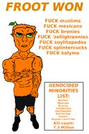 admin buff closed_mouth food froot fruit genocide glasses leaf mexico muslims my_little_pony ongezellig orange orange_skin subvariant:unbotheredchud text variant:chudjak // 1000x1500 // 125.2KB
