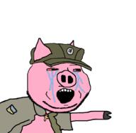 animal arm badge bloodshot_eyes clothes country cross crying ear flag hat marichka nazism necklace open_mouth pig pink_skin pointing russo_ukrainian_war snout soyjak stubble subvariant:massjak subvariant:wholesome_soyjak swastika ukraine variant:gapejak // 804x785 // 76.4KB