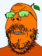 angry food froot froot_(user) frown fruit glasses leaf orange_skin soyjak stubble variant:gapejak // 600x800 // 15.6KB