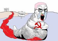 4chan angry communism crying glasses hair leftypol open_mouth pink_hair snail soyjak tranny variant:chudjak // 1024x714 // 133.4KB