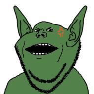 anger_mark angry ear green green_skin open_mouth orc soyjak stubble variant:impish_soyak_ears // 784x789 // 381.0KB