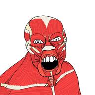 anime attack_on_titan bone muscles no_eyebrows no_glasses open_mouth skinless soyjak variant:feraljak // 1280x1280 // 204.1KB