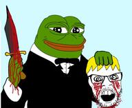 angry blood frog glasses gore nate open_mouth pepe soyjak soyjak_party stubble variant:feraljak yellow_hair // 512x418 // 127.5KB