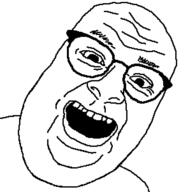 glasses no_stubble open_mouth soyjak template variant:its_out_get_in_here // 590x604 // 20.4KB