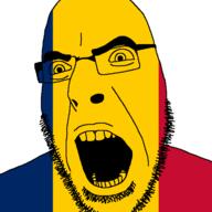 angry chad_(country) country flag glasses open_mouth soyjak stubble variant:cobson // 721x720 // 11.3KB