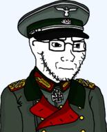 closed_mouth clothes concerned frown glasses hat iron_cross meta:tagme military nazism soyjak stubble uniform variant:soyak // 988x1221 // 46.9KB