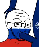 arm blowjob country flag glasses hand nato nsfw open_mouth penis russia russo_ukrainian_war soyjak stubble variant:soyak // 799x960 // 31.5KB
