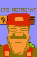 closed_eyes closed_mouth clothes glasses hat its_over mario mustache nintendo pixel_art retro soyjak stubble text variant:markiplier_soyjak video_game // 355x551 // 14.0KB