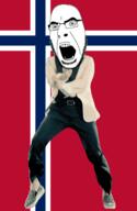 angry animated country cross dance flag flag:norway full_body gangnam_style glasses irl norway open_mouth soyjak stubble variant:cobson // 300x460 // 505.3KB