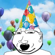 animated balloon ear excited eyelids glasses open_mouth party_hat smile stubble subvariant:massjak subvariant:wholesome_soyjak variant:gapejak // 360x360 // 1.5MB