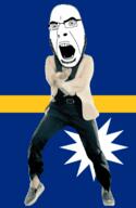 angry animated country dance flag full_body gangnam_style glasses irl nauru open_mouth soyjak star stubble variant:cobson // 300x460 // 504.4KB