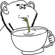 cup drinking drinking_straw ear hand holding_object mug sip soyjak stubble variant:impish_soyak_ears // 845x850 // 123.6KB