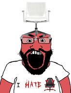 arm beard chair clothes gamer_chair glasses i_hate open_mouth soyjak subvariant:science_lover text variant:markiplier_soyjak // 800x1045 // 198.8KB
