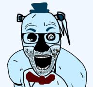 animatronic arm bear blue blue_eyes bowtie clothes ear eyelids five_nights_at_freddy's five_nights_at_freddy's_ar:_special_delivery freddy_frostbear glasses hat horror icicle mobile_game open_mouth soyjak stubble top_hat variant:el_perro_rabioso video_game // 427x400 // 44.1KB