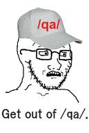 4chan cap clothes get_out_of_qa glasses hat qa_(4chan) scared soyjak stubble text variant:classic_soyjak // 254x378 // 39.8KB