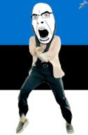 animated country dance estonia flag full_body gangnam_style glasses irl open_mouth push_pin soyjak sticky stubble variant:cobson // 300x460 // 251.6KB