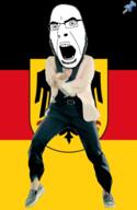 animated country dance flag flag:germany_ensign full_body gangnam_style germany glasses irl open_mouth push_pin soyjak sticky stubble variant:cobson // 300x460 // 376.3KB