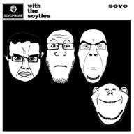 4soyjaks album_cover angry black_background closed_mouth ear glasses hair looking_at_you music neutral smile soyjak stubble text the_beatles variant:chudjak variant:cobson variant:impish_soyak_ears variant:markiplier_soyjak with_the_beatles // 1000x1000 // 190.0KB
