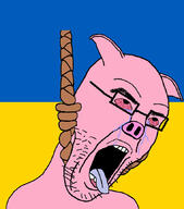 animal bloodshot_eyes crying ear flag glasses hanging hohol open_mouth pig pink_skin rope russo_ukrainian_war soyjak stubble suicide tongue ukraine variant:imhotep // 759x861 // 137.8KB