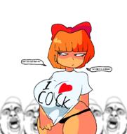 angry big_breasts blue_eyes bowtie breasts closed_mouth clothes cock female glasses i_love multiple_soyjaks mustache mymy nsfw ongezellig open_mouth orange_hair orange_skin panties rule34 soyjak speech_bubble stubble text underpants variant:cadojak variant:chugsjak // 1615x1711 // 335.2KB