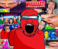 among_us goggles open_mouth red soyjak stubble variant:markiplier_soyjak video_game youtube // 807x679 // 747.8KB