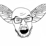 angry animated bug butterfly gif glasses mustache open_mouth soyjak stubble variant:feraljak wing // 1000x1000 // 326.5KB