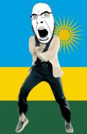 angry animated country dance flag full_body gangnam_style glasses irl open_mouth rwanda soyjak stubble sun variant:cobson // 300x460 // 503.5KB