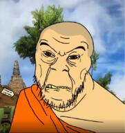 asian brown_eyes buddha buddhism clothes fasting frown grey_hair just_cause monk robe skinny soyjak stubble tag text variant:feraljak video_game vietnam white_skin wrinkles yellow_teeth // 813x862 // 757.5KB