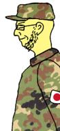 camouflage chin ear glasses japan patch side_profile slit_pupils soldier stubble variant:soydierjak yellow_skin // 330x720 // 230.6KB