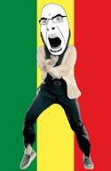 angry animated country dance flag full_body gangnam_style glasses irl open_mouth senegal soyjak star stubble variant:cobson // 300x460 // 501.9KB