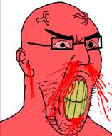 angry blood bloodshot_eyes clenched_teeth glasses red_eyes red_skin soyjak stubble variant:imhotep vein yellow_teeth // 537x655 // 78.3KB