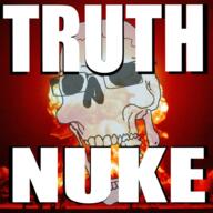 animated epilepsy_warning explosion fire glasses impact_font inverted irl_background mushroom_cloud nuclear open_mouth skeleton skull text truth_nuke variant:cobson // 969x969 // 703.7KB