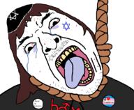 acne badge bloodshot_eyes boymoder crying dead flag hoodie judaism mustache open_mouth rope soyjak star_of_david stubble suicide tongue tranny variant:bernd yellow_teeth // 768x630 // 55.9KB