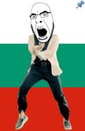animated bulgaria country dance flag flag:bulgaria full_body gangnam_style glasses irl open_mouth push_pin soyjak sticky stubble variant:cobson // 300x460 // 252.6KB