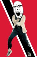 angry animated country dance flag flag:trinidad_and_tobago full_body gangnam_style glasses irl open_mouth soyjak stubble trinidad_and_tobago variant:cobson // 300x460 // 504.2KB
