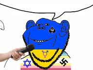 ear hand jewish_nose jewish_star judaism map_(pedophile) microphone pedophile queen_of_spades smile soyjak speech_bubble_empty stubble swastika trans_rights ukraine variant:impish_soyak_ears // 1336x1000 // 448.8KB
