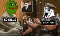 2soyjaks bloodshot_eyes brenton_tarrant brown_skin buff clothes crying dead frog glasses green_skin hat islam meme middle_finger open_mouth pepe smile soyjak stretched_mouth stubble tattoo text tshirt variant:soyak // 1908x1146 // 1.2MB