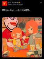 advertisement amerimutt anime armenia blue_eyes blush brown_skin chicken_nuggets closed_mouth cup cute ear english_text family food french_fries fries frying_pan glowing green_eyes japan japanese_text ketchup lips mcdonalds mutt north_asia orange_hair paper_bag screenshot straw stubble subvariant:impish_amerimutt twitter variant:impish_soyak_ears wog wogmutt // 827x1109 // 205.1KB