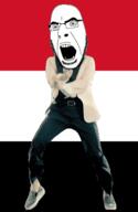 angry animated country dance flag gangnam_style glasses open_mouth soyjak stubble variant:cobson yemen // 300x460 // 505.3KB