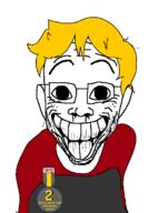 badge big_eyes big_forehead big_mouth big_teeth blond clothes ear forehead_lines glasses nate smile stubble tagme_new_variant template variant:unknown yellow_hair // 524x709 // 20.3KB