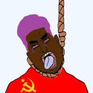 ack angry brown_skin brown_troonjak colorful_hair communism countrywar death drew_pavlou fat glasses hanging latinx obese rope serious soviet_union stare suicide tankie tranny transgender_flag troon variant:pavloujak // 1164x1164 // 202.1KB