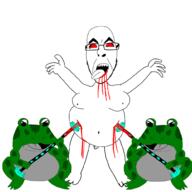 bant_(4chan) blood frog glasses gore nsfw open_mouth penis redraw soyjak stubble tongue variant:cobson // 1000x1000 // 221.7KB