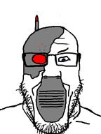 anger_mark antenna crying cyborg glasses red_eyes robot soyjak stubble variant:markiplier_soyjak // 600x800 // 100.7KB