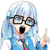 anime blue_hair glasses open_mouth ostan variant:markiplier_soyjak windows // 720x720 // 608.6KB