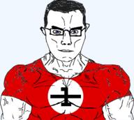 angry buff closed_mouth clothes ear fascism glasses hair iran iranian muscles political_party soyjak subvariant:chudjak_front subvariant:muscular_chud sumka variant:chudjak vein // 725x650 // 99.7KB