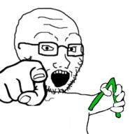 arm arrow glasses greentext looking_at_you open_mouth pointing pointing_at_viewer soyjak stubble teeth variant:soyak // 745x771 // 148.9KB