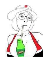 adolf_hitler beasts biting_lip bra clothes drinking_straw female femjak glasses hair hat mountain_dew nazism queen_of_hearts smile soda subvariant:female_cobson subvariant:hornyson variant:cobson // 1304x1686 // 83.9KB