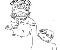 2soyjaks animal_abuse belly bmt bulging_eyes closed_mouth full_body glasses nsfw open_mouth penis rage_comic smile strangling stubble subvariant:lawrence variant:markiplier_soyjak white_background // 952x793 // 188.3KB